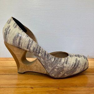 Schuler & Sons Anthropologie snakeskin cutout heels
